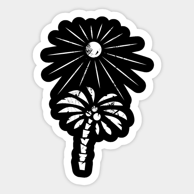 Palm Tree and Sun Minimal  Design Sticker by JDP Designs